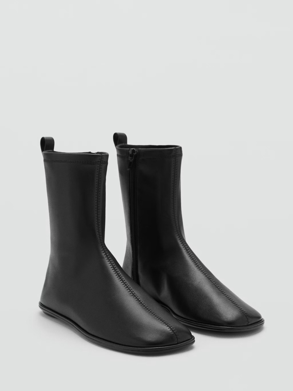 Mango Flat Leather Ankle Boots